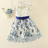 girls holiday floral dress polyester summer sleeveless