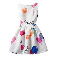 Girl\'s Cotton Fashion And Lovely Love Cartoon Balloon Waist Vest Printing Princess Dress