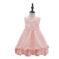 Girl\'s Print Lace Embroidered Dress, Cotton Polyester Summer Sleeveless