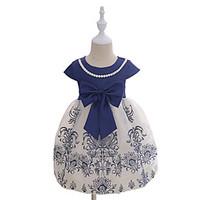 girls fashion print embroidered dress cotton summer short sleeve