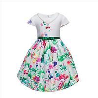 girls fashion floral flower dress cotton summer short sleeve