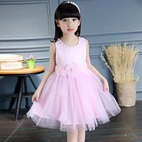 girls print lace flower dress cotton polyester summer sleeveless