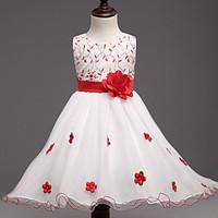 girls embroidered dress polyester summer sleeveless