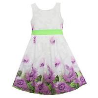 girls summer dress purple sunflower floral party birthday holiday fash ...