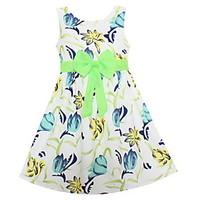 Girls Fashion Dress Blue Floral Bow Party Pageant Holiday Children Clothes