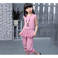 girls print sets cotton polyester summer short sleeve clothing set