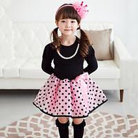 girls polka dot plaid dress cotton spring fall long sleeve