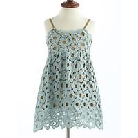 girls solid lattice dress cotton summer sleeveless