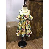 girls print lattice dress cotton summer sleeveless