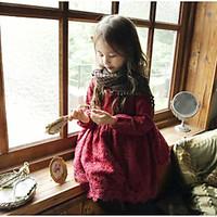 girls casualdaily solid dress cotton winter long sleeve