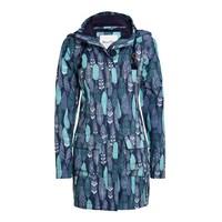 Gilda Feather Print Waterproof Hooded Jacket Dark Navy