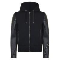 givenchy leather sleeve hooded jacket