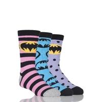 Girls 3 Pair SockShop Batman Striped, Spotty and All Over Motif Cotton Socks