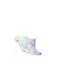 Girls 3 Pair Young Elle Blue Hearts & Stripe Trainer Socks