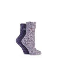 girls 2 pair young elle two tone soft and cosy bed socks