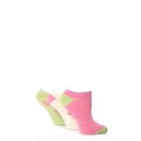 Girls 3 Pair Young Elle Lime Spotted Trainer Socks