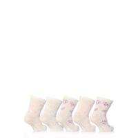 Girls 5 Pair Baby Elle White Flower Socks