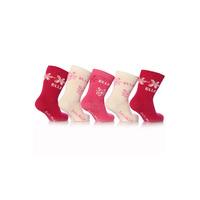 Girls 5 Pair Baby Elle Pink Flower & Plain Socks