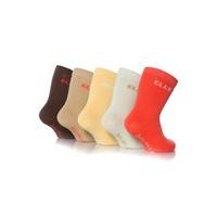 Girls 5 Pair Baby Elle Bohemian Plain Socks