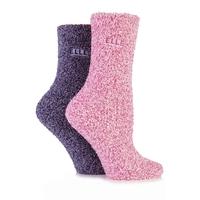 Girls 2 Pair Young Elle Two Tone Soft and Cosy Bed Socks