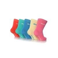 Girls 5 Pair Baby Elle Bright Plain Socks