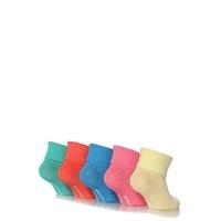 Girls 5 Pair Baby Elle Bright Plain Ankle Socks