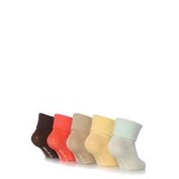 Girls 5 Pair Baby Elle Bohemian Plain Ankle Socks