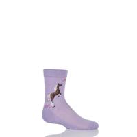 Girls 1 Pair Falke Horse and Floral Cotton Socks