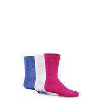 Girls 3 Pair SockShop Plain Bamboo Socks with Handlinked Toe Seams In Pink, White and Denim