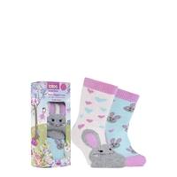 Girls 2 Pair Totes Tots Novelty Slipper Socks with Grip