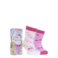 Girls 2 Pair Totes Tots Novelty Slipper Socks with Grip