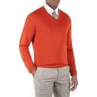 gibson london terracotta merino v neck sweater sml teracotta