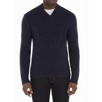 Gibson London Navy Chunky Y Neck Sweater Lge Navy