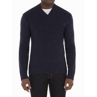 gibson london navy chunky y neck sweater sml navy