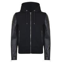 GIVENCHY Leather Sleeve Hooded Jacket