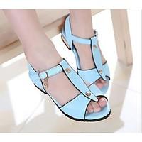 girls sandals summer sandals pu outdoor flat heel rivet blue pink peac ...