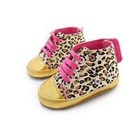 Girls\' Baby Flats First Walkers Crib Shoes Twill Spring Fall Winter Athletic First Walkers Crib Shoes Animal Print Flat Heel Leopard
