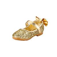 Girl\'s Flats Spring Summer Fall Flower Girl Shoes Glitter Wedding Outdoor Party Evening Dress Casual Flat Heel Bowknot Gold Sliver Other