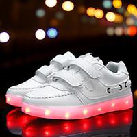Girl\'s Athletic Shoes Spring Summer Fall Winter Comfort Light Up Shoes PU Outdoor Casual Athletic Flat Heel Buckle LED