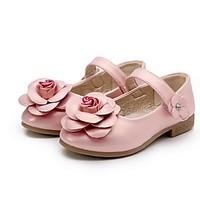 Girls\' Flats Spring Fall Light Up Shoes PU Casual Flat Heel Flower Purple Blushing Pink Golden