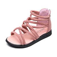 Girls\' Sandals Summer Gladiator Comfort Leatherette Outdoor Office Career Party Evening Casual Flat Heel ZipperBlushing Pink Green