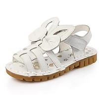 girls sandals leather summer casual walking applique flat heel white b ...