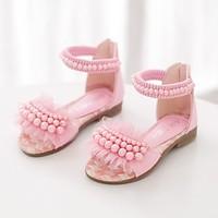 girls sandals summer comfort pu dress casual flat heel imitation pearl