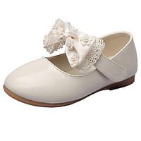 Girls\' Flats Spring Fall Comfort Leatherette Wedding Outdoor Office Career Party Evening Dress Casual Flat Heel Bowknot Magic TapeRed