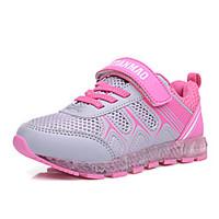 Girls\' Sneakers Comfort Light Up Shoes Tulle PU Spring Fall Athletic Lace-up Magic Tape LED Flat Heel Blushing Pink Flat