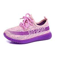 Girl\'s Athletic Shoes Spring Fall Light Up Shoes Tulle Casual Lace-up Blue Purple Red Orange