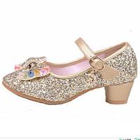 Girls Glass Slipper Princess Crystal Shoes Soft Bottom Dress shoes Leather Princess Shoes Performance shoes Sandal Shoes
