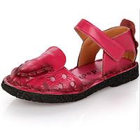 girls sandals summer sandals leather outdoor flat heel hook loop red p ...