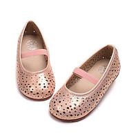 Girls\' Flats Comfort Leather Spring Fall Outdoor Casual Walking Magic Tape Low Heel Screen Color Light Pink Silver Flat
