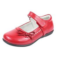 Girls\' Flats Comfort Cowhide Spring Fall Outdoor Casual Walking Magic Tape Low Heel Red Black White Flat